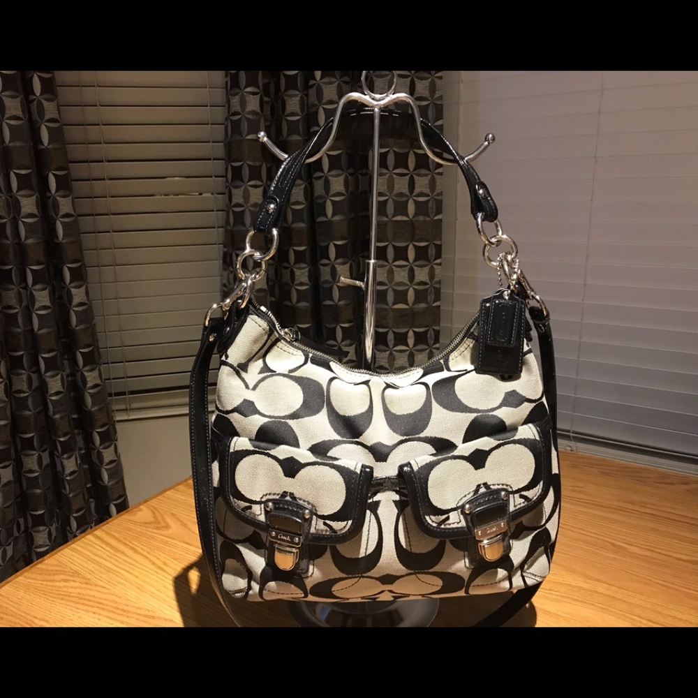 Coach Crossbody Black/gray Messenger Logo Lock Bag